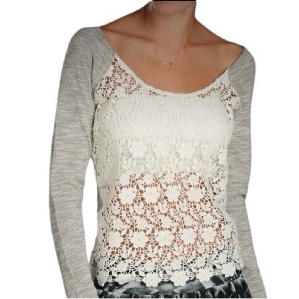 Free People Heather Gray Knit Top